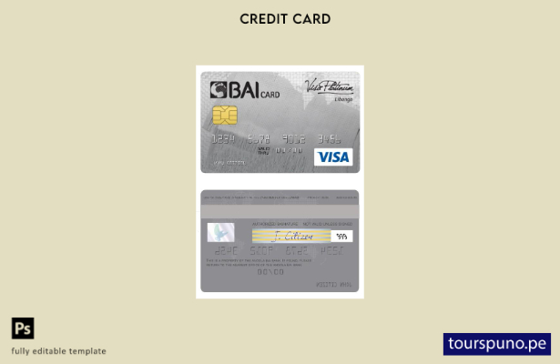 listo para imprimir plantilla de tarjeta visa platino del banco Angola Bai